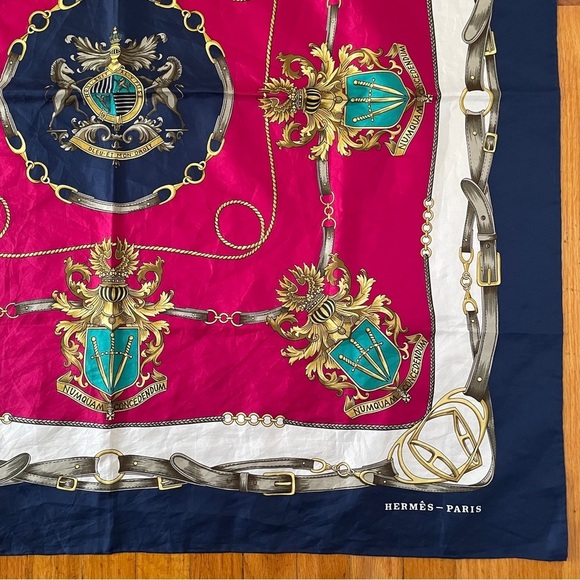 Hermes Scarf equestrian square horse bit Americana swords crest royalty rope - Picture 6 of 13